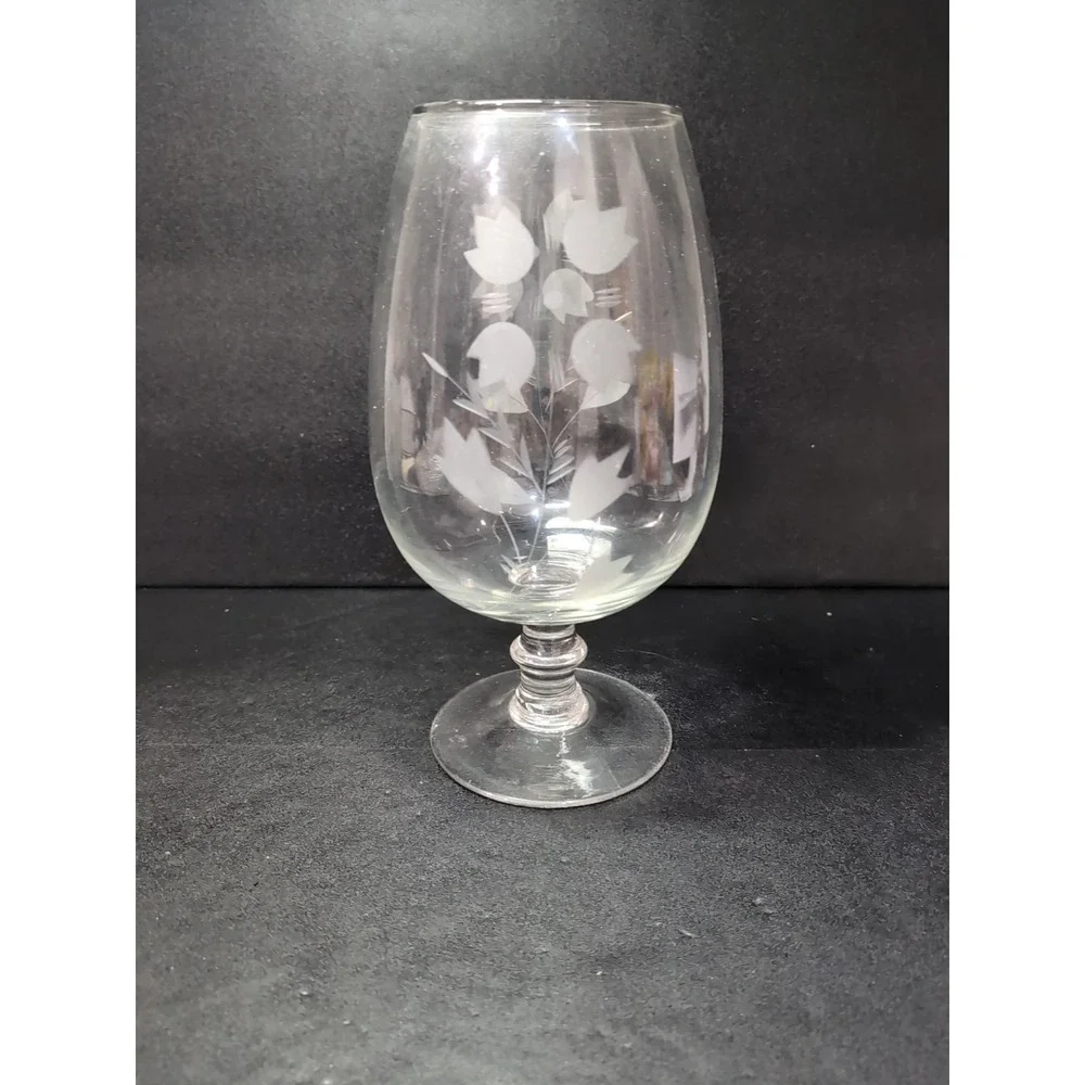 Chintz Flower Etched Clear Glass Vase, 11